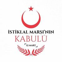 Istiklal marsi'nin kabulu, March 12, 1921. Translation Acceptance of the National Anthem and commemoration of Mehmet Akif Ersoy, March 12, 1921. Vector illustration