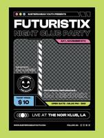 Futuristic night club flyer template vector