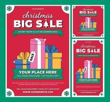 Christmas sale flyer template set vector