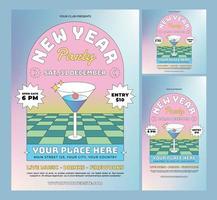 New year party flyer template set vector