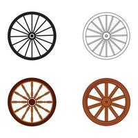 Old wooden wheel icon vector