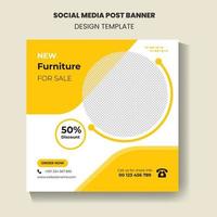 Modern Furniture Sale Socia Media Post Template and web Banner Post Design Template Free Vector. vector