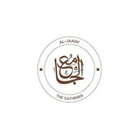 Allah's Name with meaning in Arabic Calligraphy Style vector