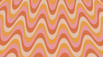 Groovy psychedelic wavy background in 70s style. Funky hippie backdrop for surface design. Abstract retro line art. Trendy vector illustration with colorful waves. Yellow, pink and orange pastel color