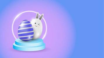 Composition of 3D Easter eggs. Holiday background with copy space area. vector