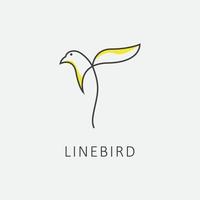 bird logo in bright yellow color with pretty line vector