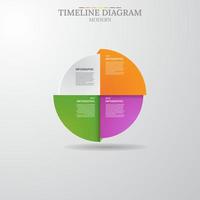 4 step business info graphic template, modern time round diagram, vector presentation info graphic