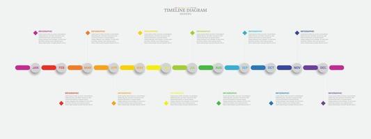 presentation template for 12 months or 1 year, time line design and info graphic vector packaged in a modern way, presentation template suitable for business, presentation, web use.