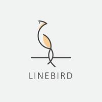 línea pájaro logo con brillante color vector