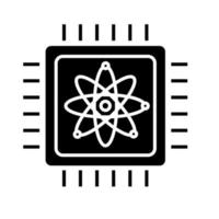 processor chip with atom molecule symbol icon vector