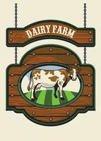 Dairy farm sign with cow image vector