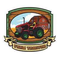 granja tractor firmar de madera Clásico estilo vector