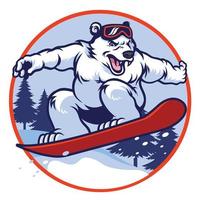 Polar bear with snowboard vector