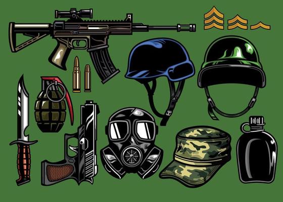 set of military object