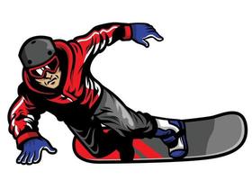 snowboarder hombre en acción vector