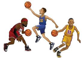 dibujos animados baloncesto jugadores en conjunto vector