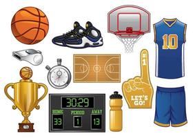 basketball equipment set vector
