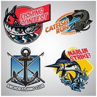 fishing badge design collection in colored vector