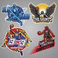 set of basketball badge collection vector