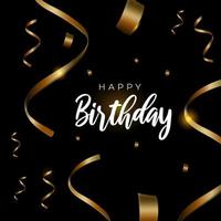 Happy Birthday Greeting Card with Gold and Black Color for Celebrate Birthday Party vector