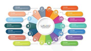 Infographic with 14 steps, process or options. vector