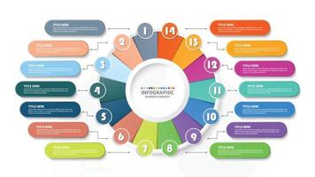 Infographic with 14 steps, process or options. vector