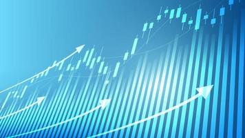 economy situation concept. Financial business statistics with bar graph and candlestick chart show stock market price and currency exchange on blue background vector