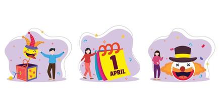 April Fools Bundle Flat Design vector