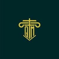 QM initial monogram logo design for law firm with pillar vector image