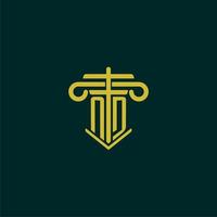 ND initial monogram logo design for law firm with pillar vector image