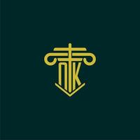 NK initial monogram logo design for law firm with pillar vector image