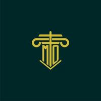 MO initial monogram logo design for law firm with pillar vector image