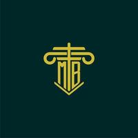 MB initial monogram logo design for law firm with pillar vector image