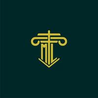 ML initial monogram logo design for law firm with pillar vector image