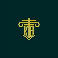 KB initial monogram logo design for law firm with pillar vector image