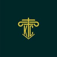 KC initial monogram logo design for law firm with pillar vector image