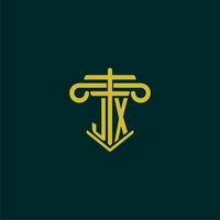 JX initial monogram logo design for law firm with pillar vector image