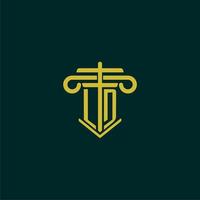 LD initial monogram logo design for law firm with pillar vector image