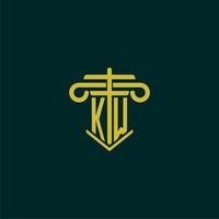 KW initial monogram logo design for law firm with pillar vector image