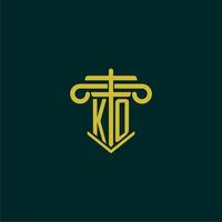 KO initial monogram logo design for law firm with pillar vector image