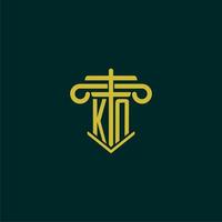 KN initial monogram logo design for law firm with pillar vector image