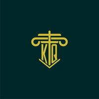 KQ initial monogram logo design for law firm with pillar vector image