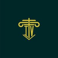 IV initial monogram logo design for law firm with pillar vector image
