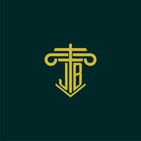 JB initial monogram logo design for law firm with pillar vector image