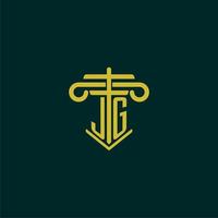 JG initial monogram logo design for law firm with pillar vector image