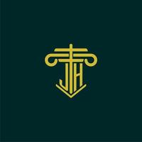 JH initial monogram logo design for law firm with pillar vector image