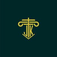 JK initial monogram logo design for law firm with pillar vector image