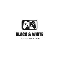 black and white gamer logo design, creative controller game logo icon vector