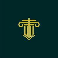 WU initial monogram logo design for law firm with pillar vector image