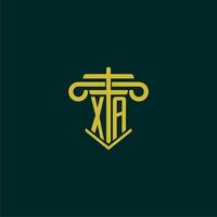 XA initial monogram logo design for law firm with pillar vector image